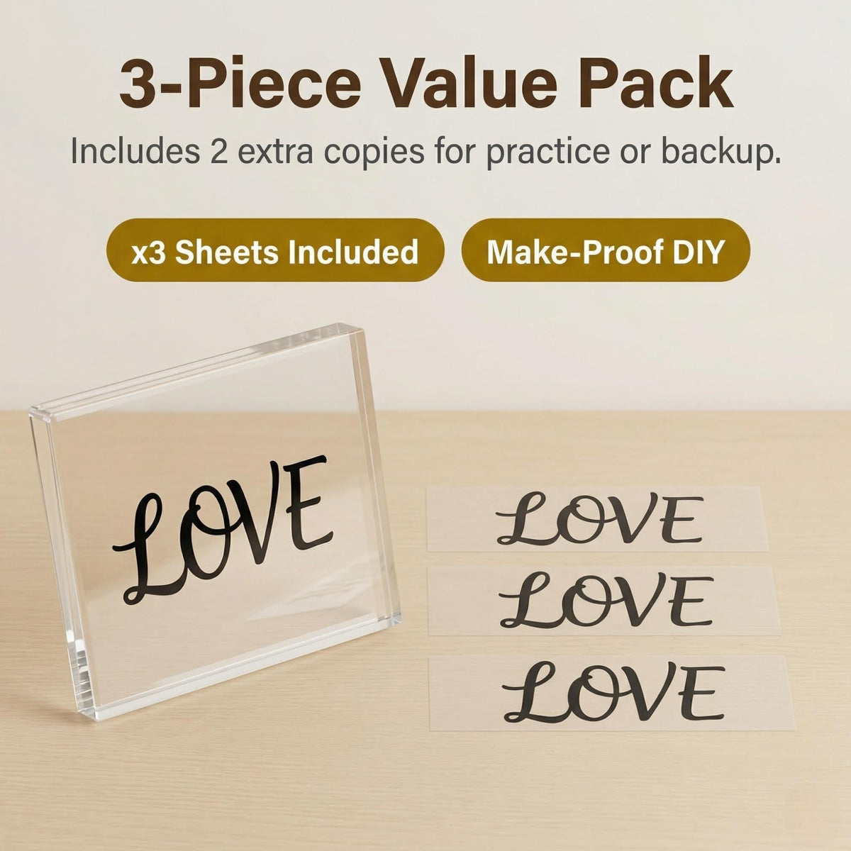 Picrora custom UV transfer stickers 3-piece value pack including extra copies for practice or backup.